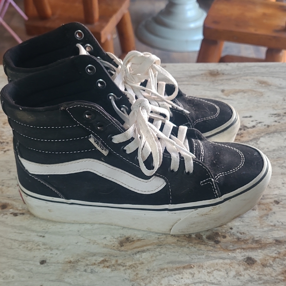 Vans Black and White High-Top Sneakers